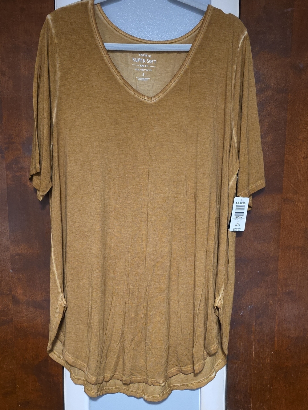NWT Size 3 Torrid Short Sleeve Mustard Super Soft Favorite Tunic